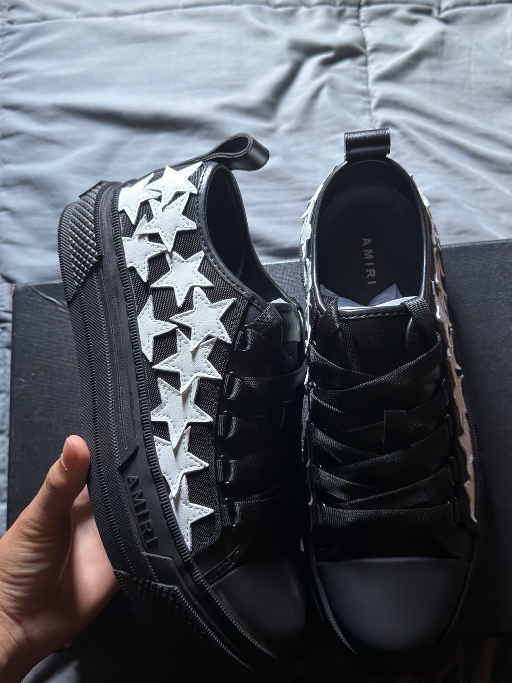 AMIRI Black Sneakers with White Star Appliqués